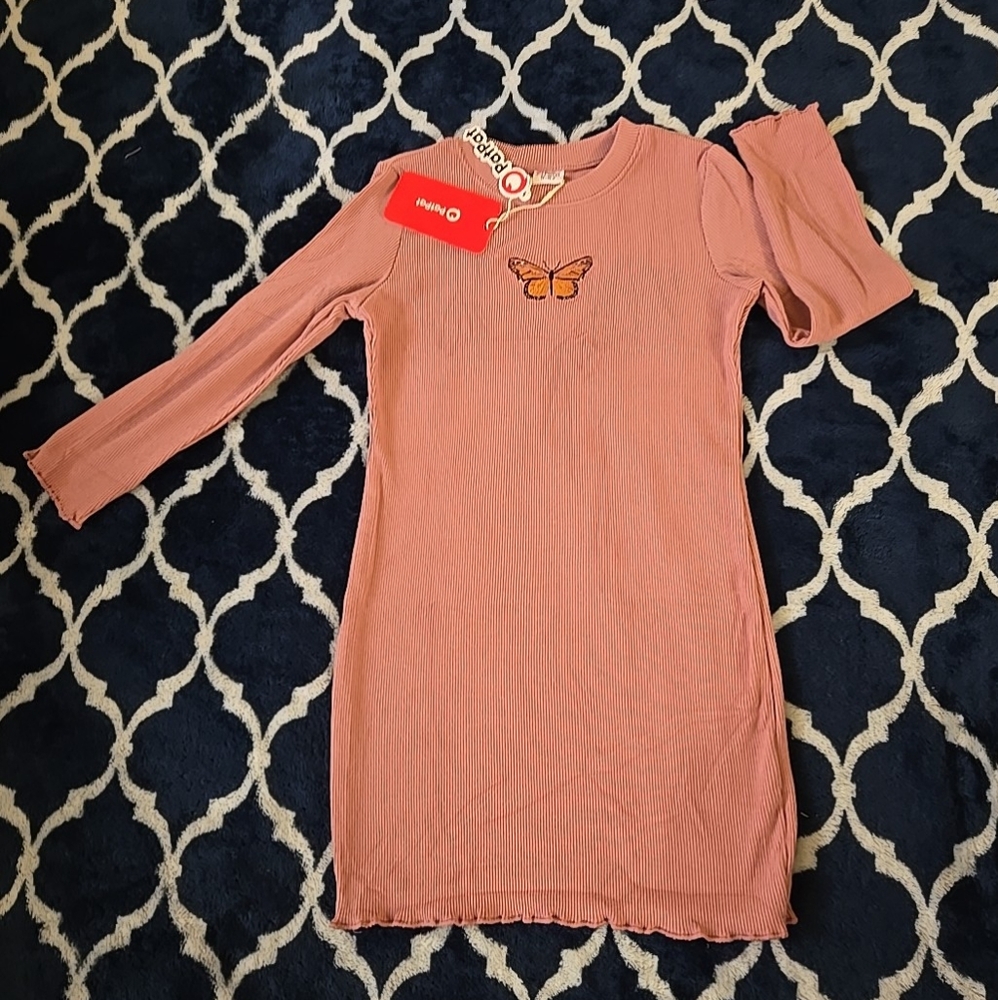 5-6 Year Girls Pink Dress With Butterfly